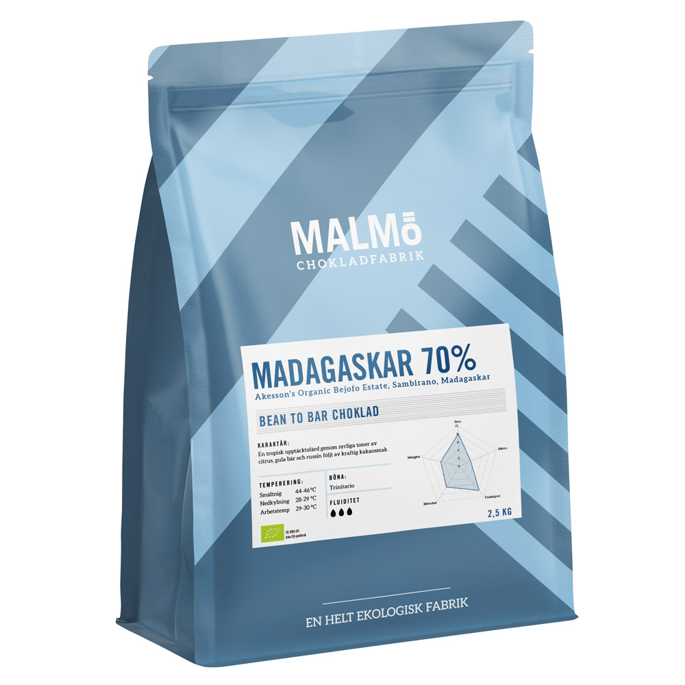 Ekologisk mörk choklad – Malmö Chokladfabrik Madagaskar 70% 2,5 kg